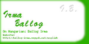 irma ballog business card